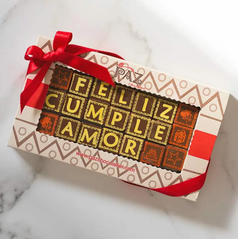 Caja mensaje de chocolate feliz cumple amor